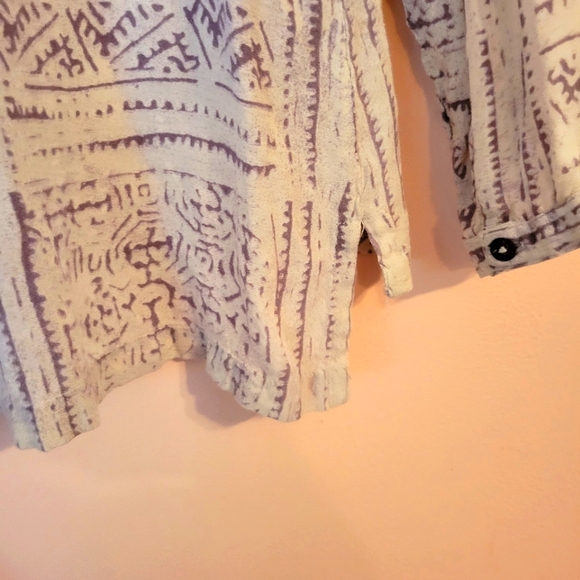 4/$20 Bombay Paisley Boho Button Down Breezy East-Indian-Inspired Top, Tassel, S - Picture 8 of 13